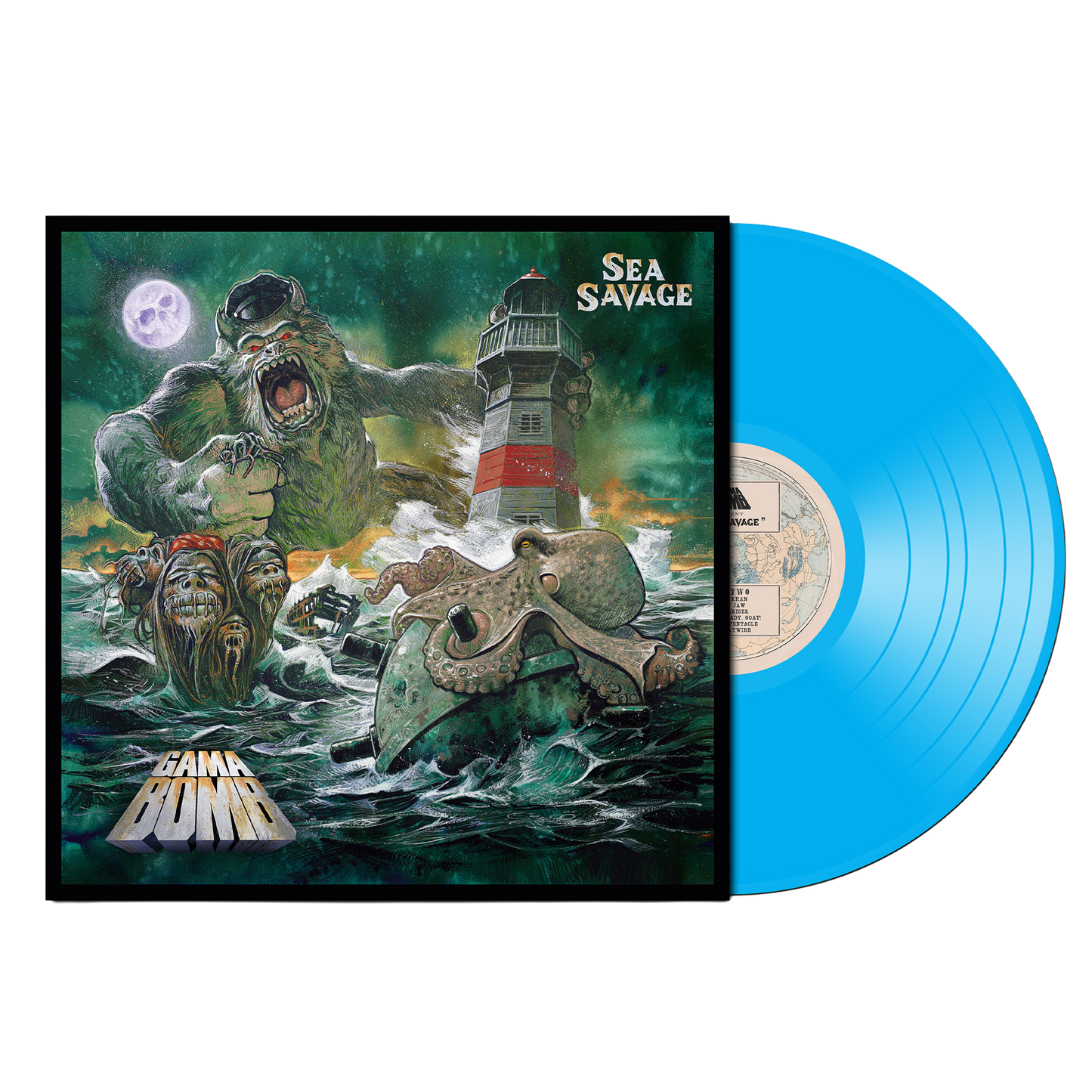 Gama Bomb - Sea Savage on Sea Blue Vinyl LP