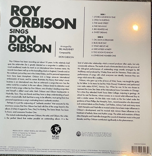 Roy Orbison - Roy Orbison Sings Don Gibson - LP