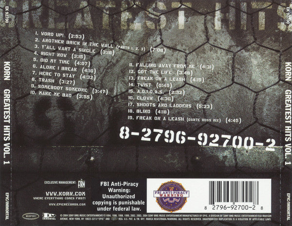 Korn - Greatest Hits Vol. 1 - CD